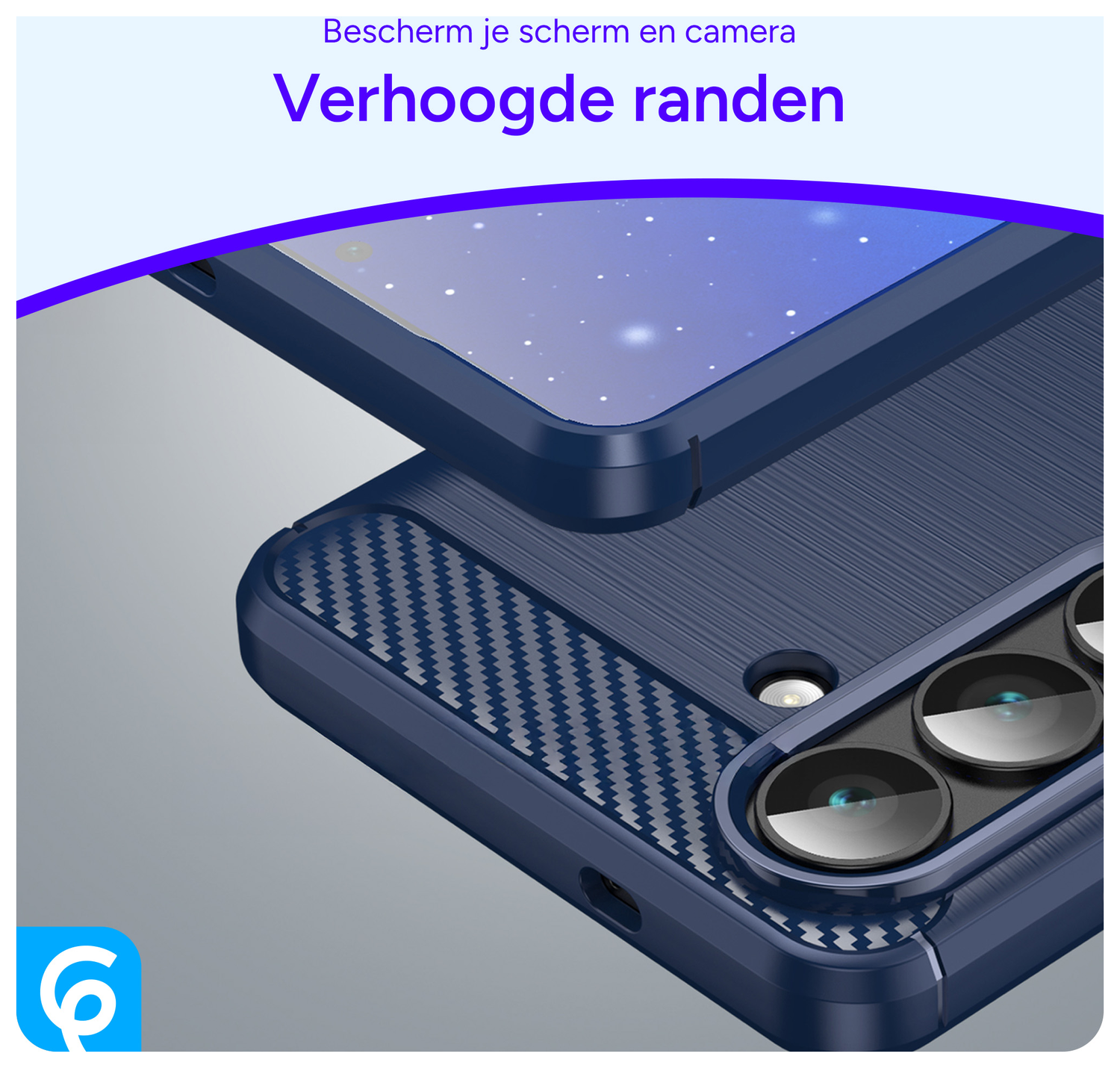 Samsung Galaxy S26 Hoesje Geborsteld TPU Flexibele Back Cover Blauw afbeelding 4