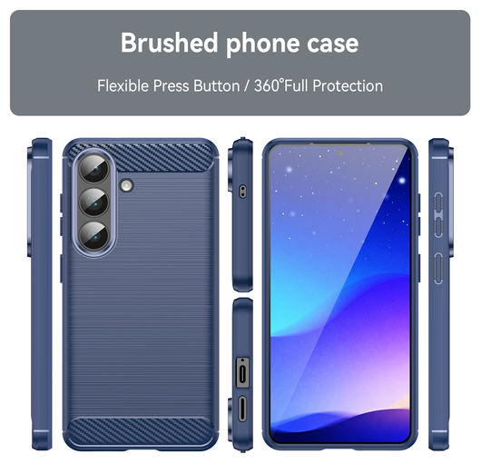 Samsung Galaxy S26 Hoesje Geborsteld TPU Flexibele Back Cover Blauw afbeelding 4