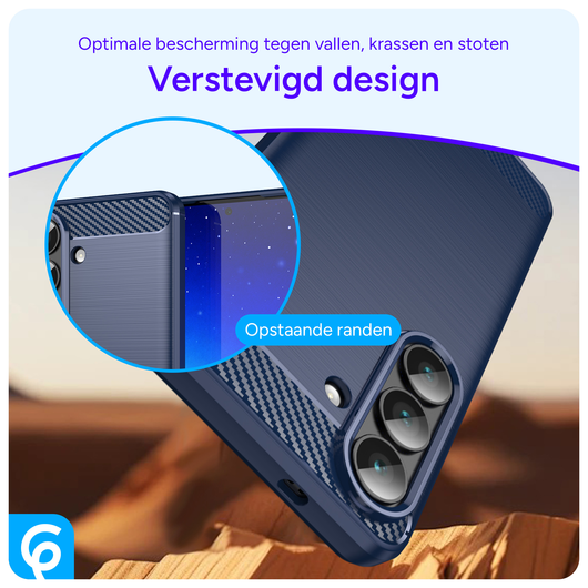 Samsung Galaxy S26 Plus Hoesje Geborsteld TPU Flexibele Back Cover Blauw afbeelding 2