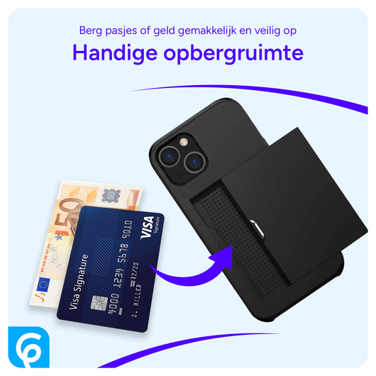 Samsung Galaxy S26 Hoesje met Slider Kaarthouder Back Cover Zwart afbeelding 5