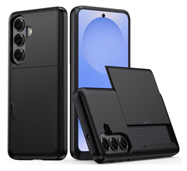 Samsung Galaxy S26 Hoesje met Slider Kaarthouder Back Cover Zwart afbeelding