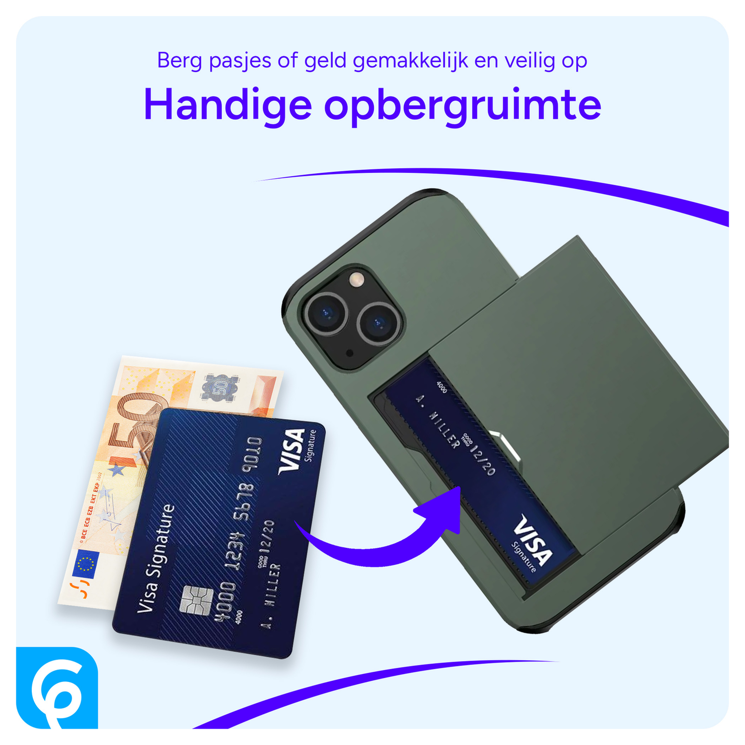 Samsung Galaxy S26 Hoesje met Slider Kaarthouder Back Cover Groen afbeelding 5