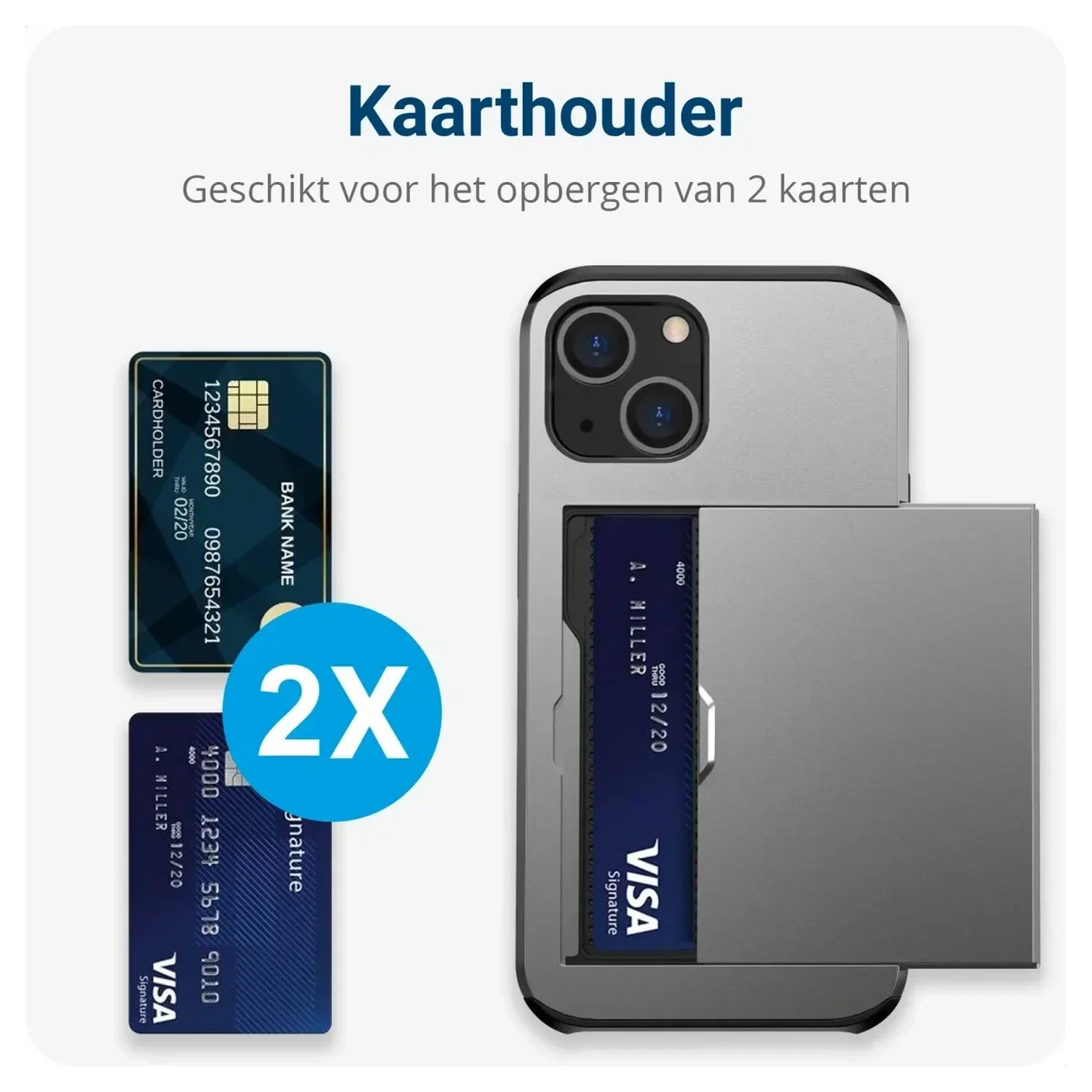 Samsung Galaxy S26 Hoesje met Slider Kaarthouder Back Cover Grijs afbeelding 2