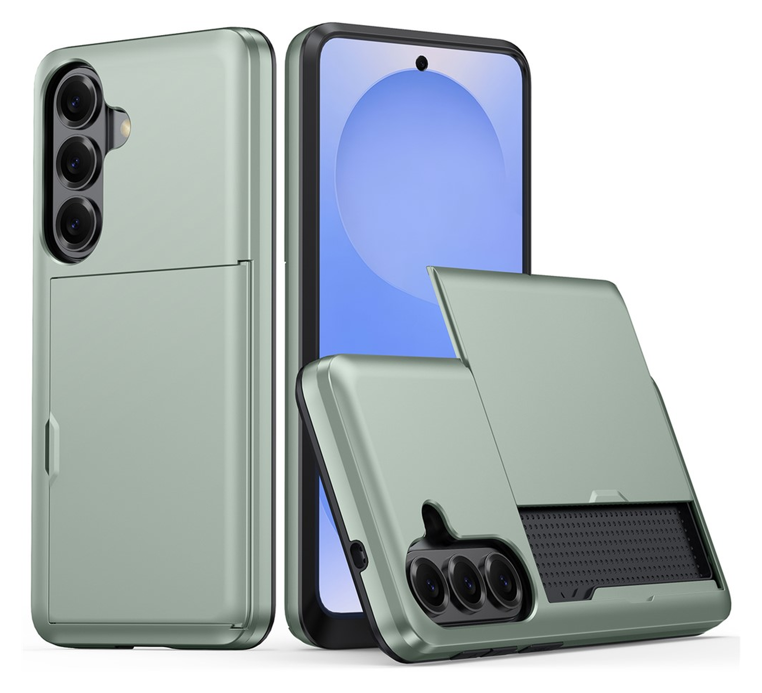 Samsung Galaxy S26 Plus Hoesje met Slider Kaarthouder Back Cover Groen afbeelding 1