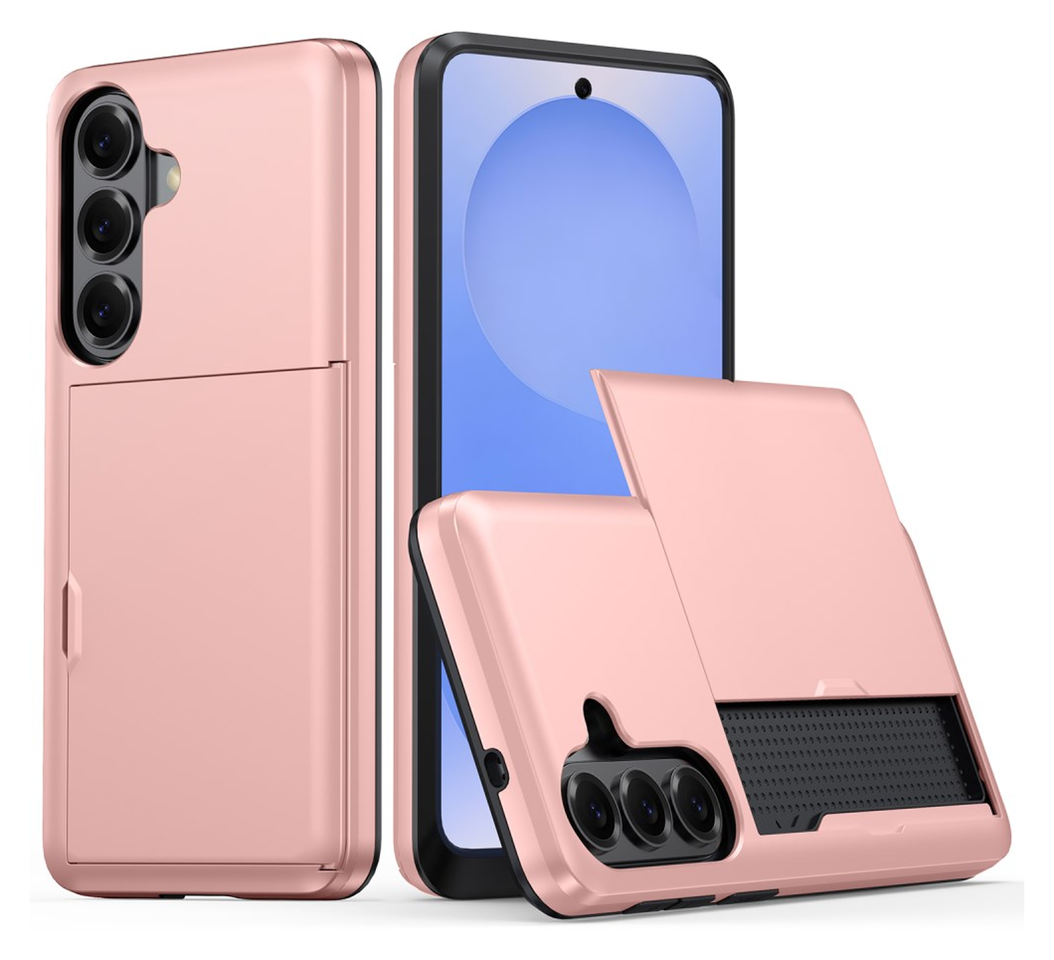 Samsung Galaxy S26 Plus Hoesje met Slider Kaarthouder Back Cover Roze afbeelding 1