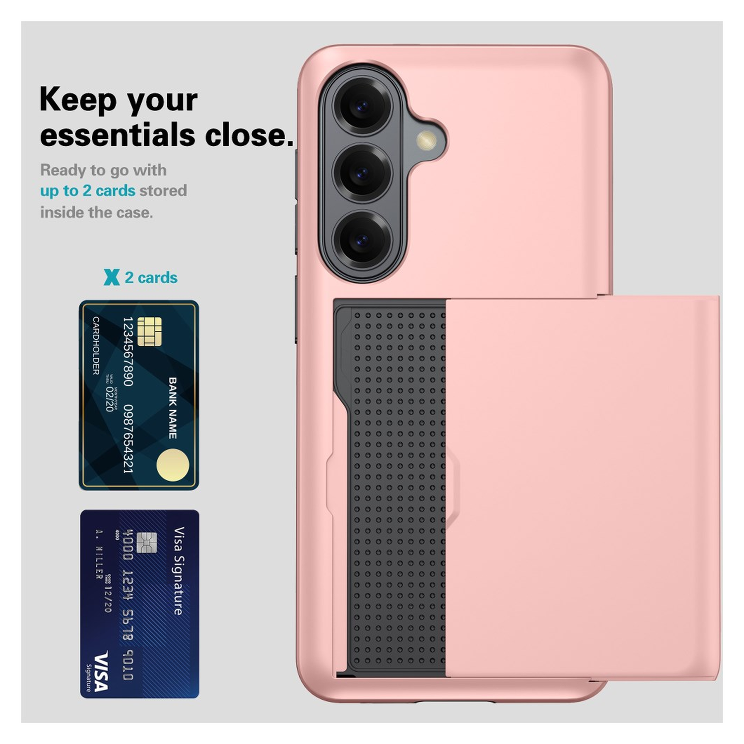 Samsung Galaxy S26 Plus Hoesje met Slider Kaarthouder Back Cover Roze afbeelding 4