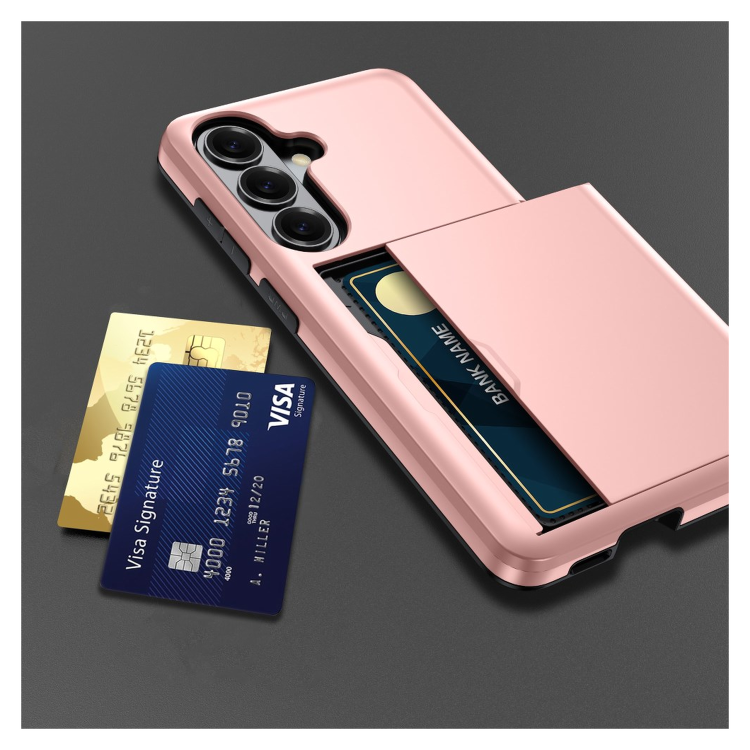 Samsung Galaxy S26 Plus Hoesje met Slider Kaarthouder Back Cover Roze afbeelding 7