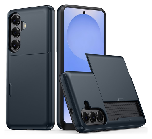 Samsung Galaxy S26 Plus Hoesje met Slider Kaarthouder Back Cover Blauw afbeelding 1