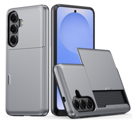 Samsung Galaxy S26 Plus Hoesje met Slider Kaarthouder Back Cover Grijs afbeelding