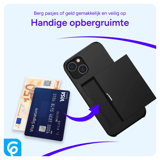 Samsung Galaxy S26 Ultra Hoesje met Slider Kaarthouder Back Cover Zwart afbeelding 6