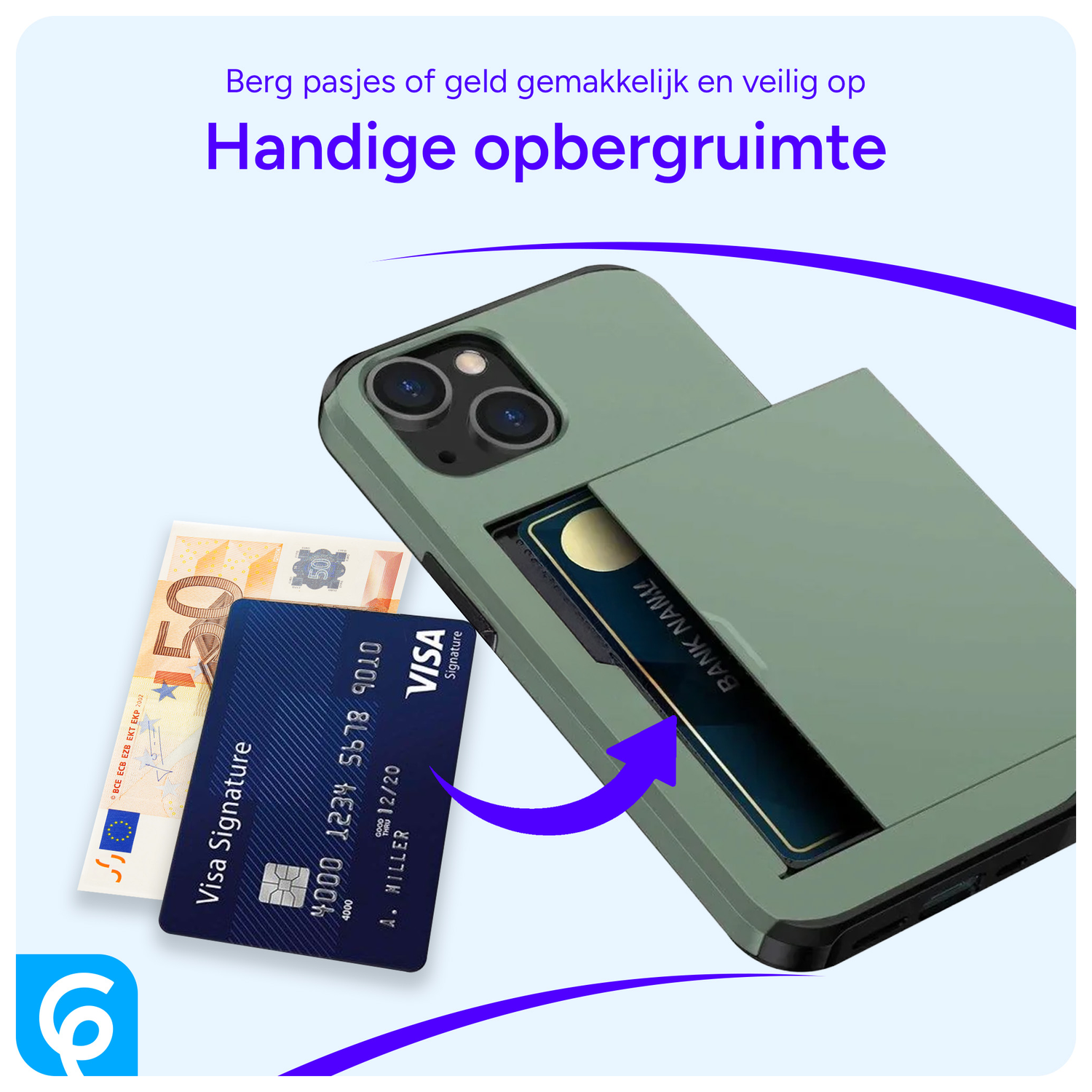 Samsung Galaxy S26 Ultra Hoesje met Slider Kaarthouder Back Cover Groen afbeelding 5