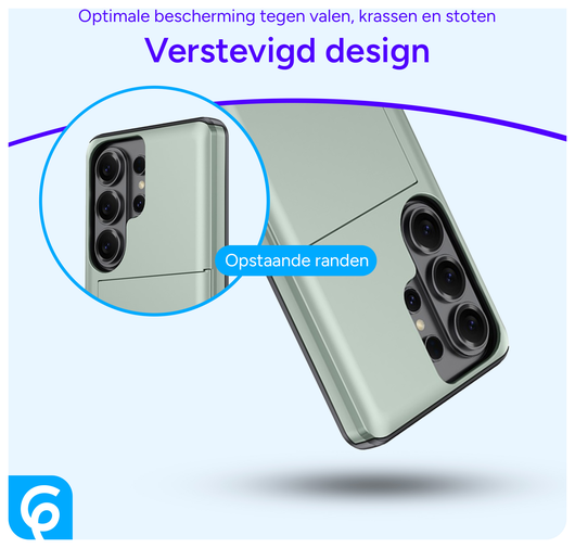 Samsung Galaxy S26 Ultra Hoesje met Slider Kaarthouder Back Cover Groen afbeelding 2