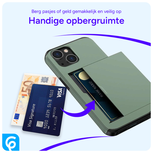 Samsung Galaxy S26 Ultra Hoesje met Slider Kaarthouder Back Cover Groen afbeelding 5