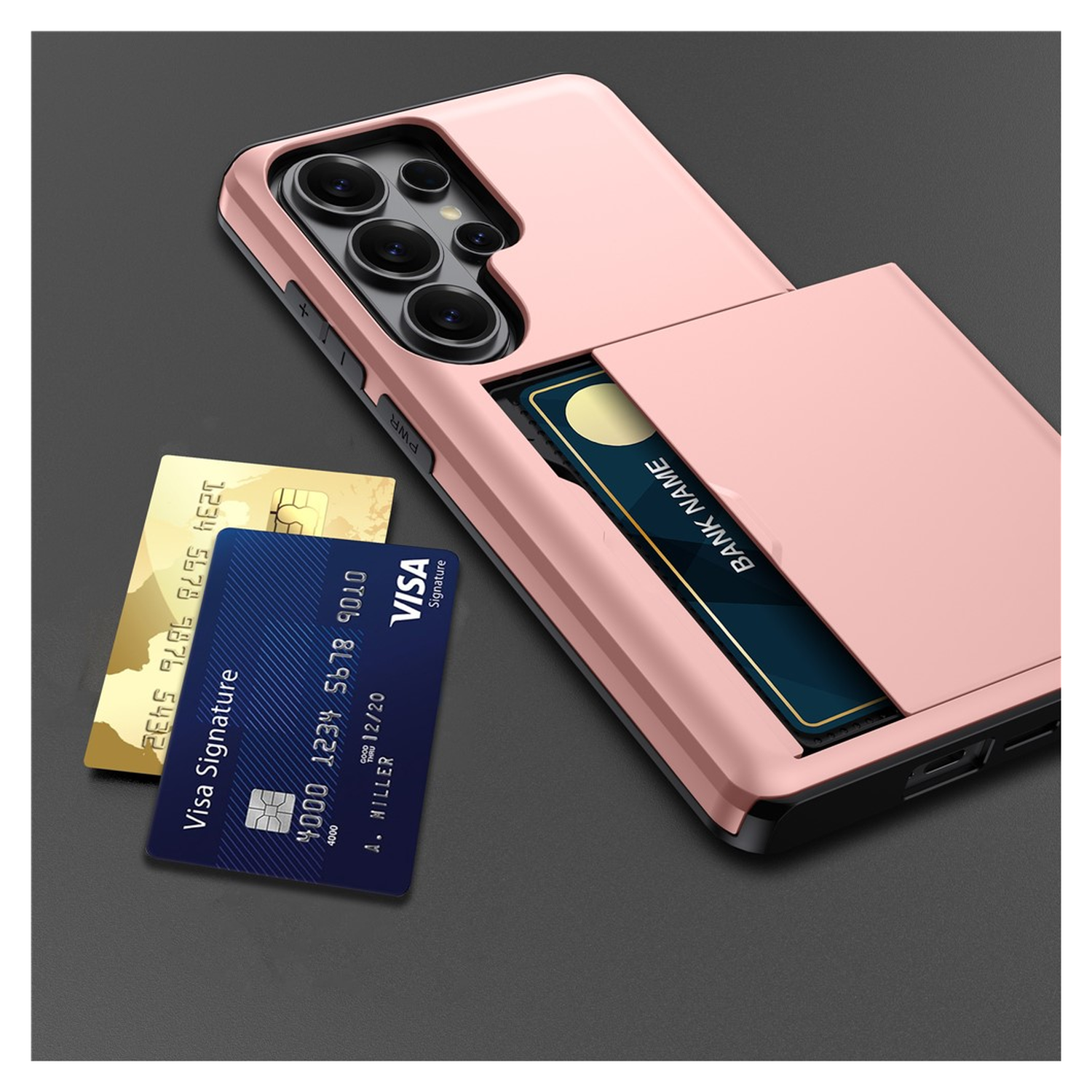 Samsung Galaxy S26 Ultra Hoesje met Slider Kaarthouder Back Cover Roze afbeelding 13