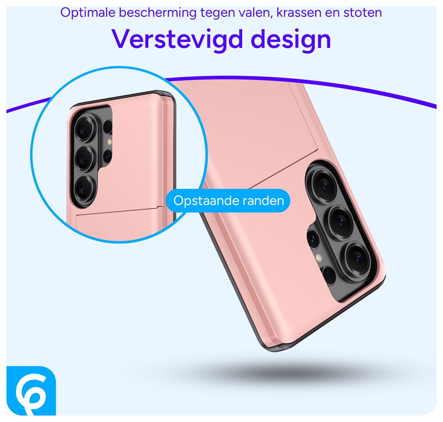 Samsung Galaxy S26 Ultra Hoesje met Slider Kaarthouder Back Cover Roze afbeelding 2