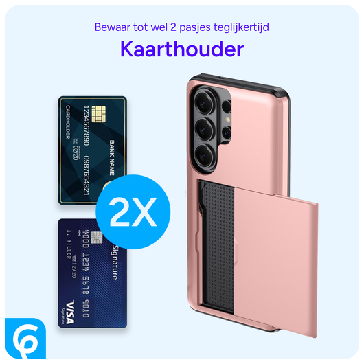 Samsung Galaxy S26 Ultra Hoesje met Slider Kaarthouder Back Cover Roze afbeelding 8