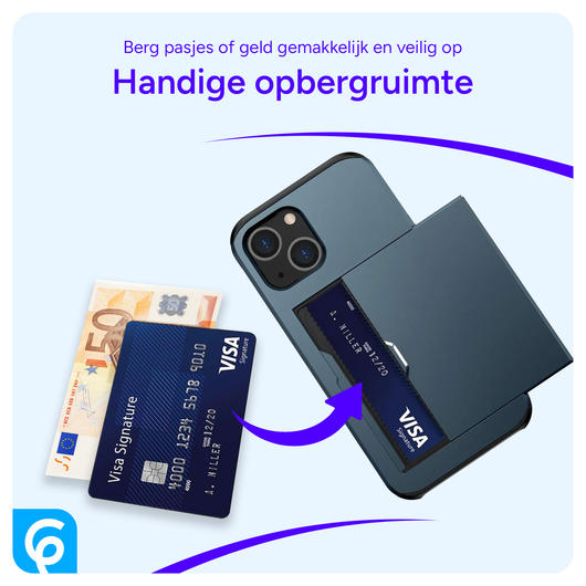 Samsung Galaxy S26 Ultra Hoesje met Slider Kaarthouder Back Cover Blauw afbeelding 6