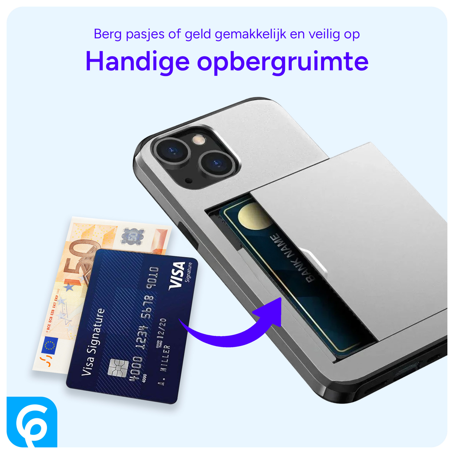 Samsung Galaxy S26 Ultra Hoesje met Slider Kaarthouder Back Cover Grijs afbeelding 5