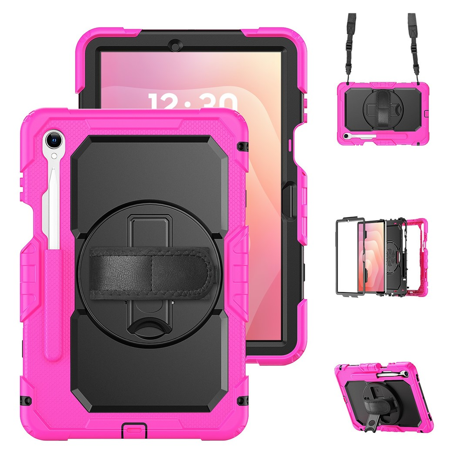 Samsung Galaxy Tab S11 Hoes met Screen Protector en Handriem Roze afbeelding 1