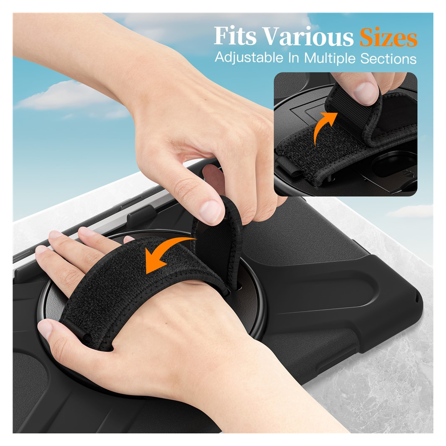 Samsung Galaxy Tab S11 Hoes Back Cover met Kickstand en Handriem Zwart afbeelding 7