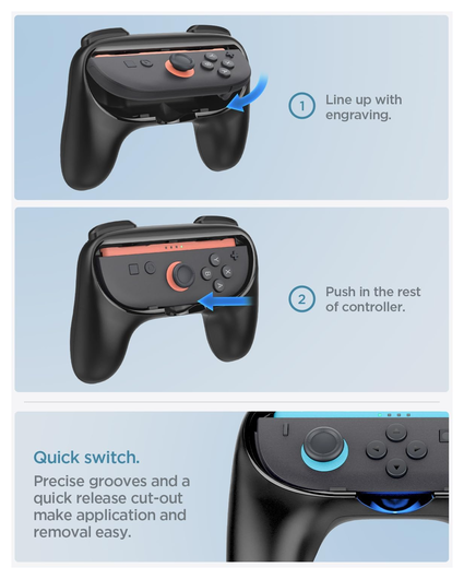 Spigen NS100 Nintendo Switch 2 Joy-Con Controller Grip 2-Pack (Zwart) afbeelding 7