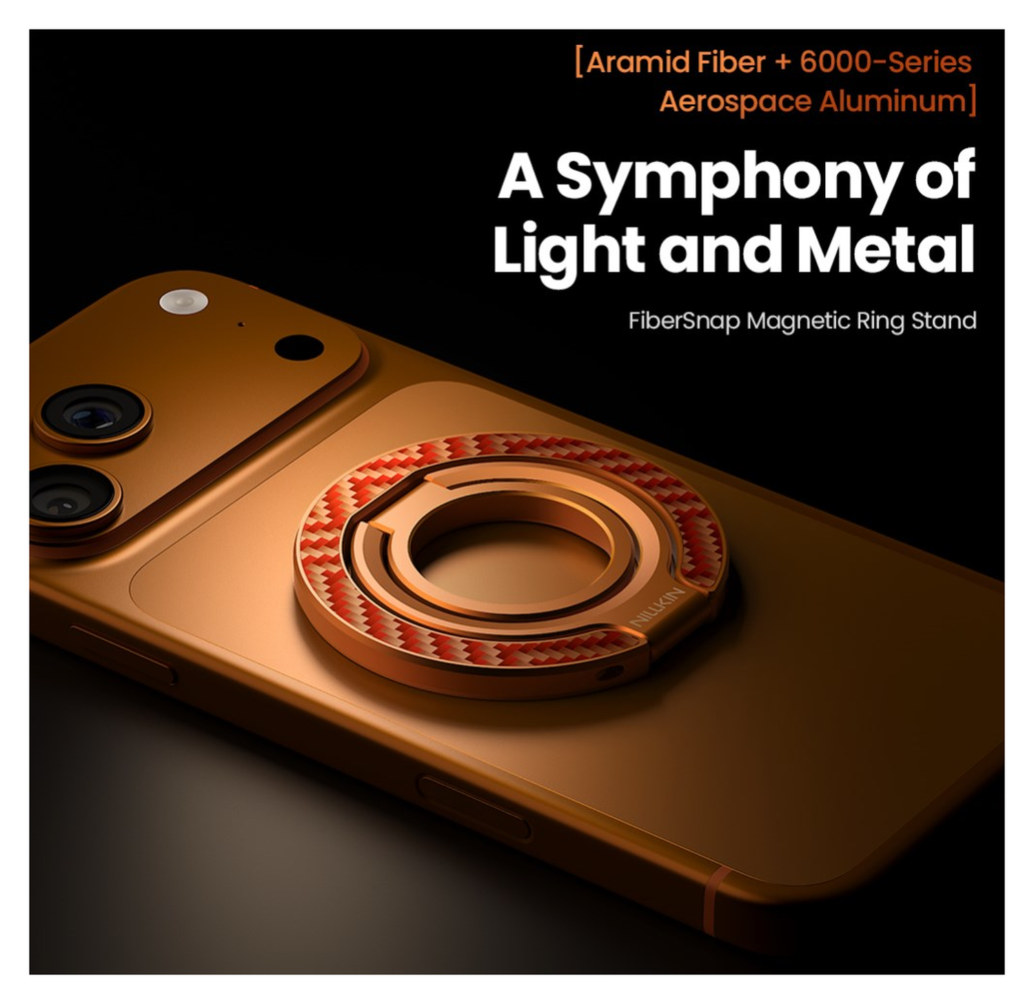 Nillkin FiberSnap MagSafe Ring Houder Standaard Aramidevezel Oranje afbeelding 9
