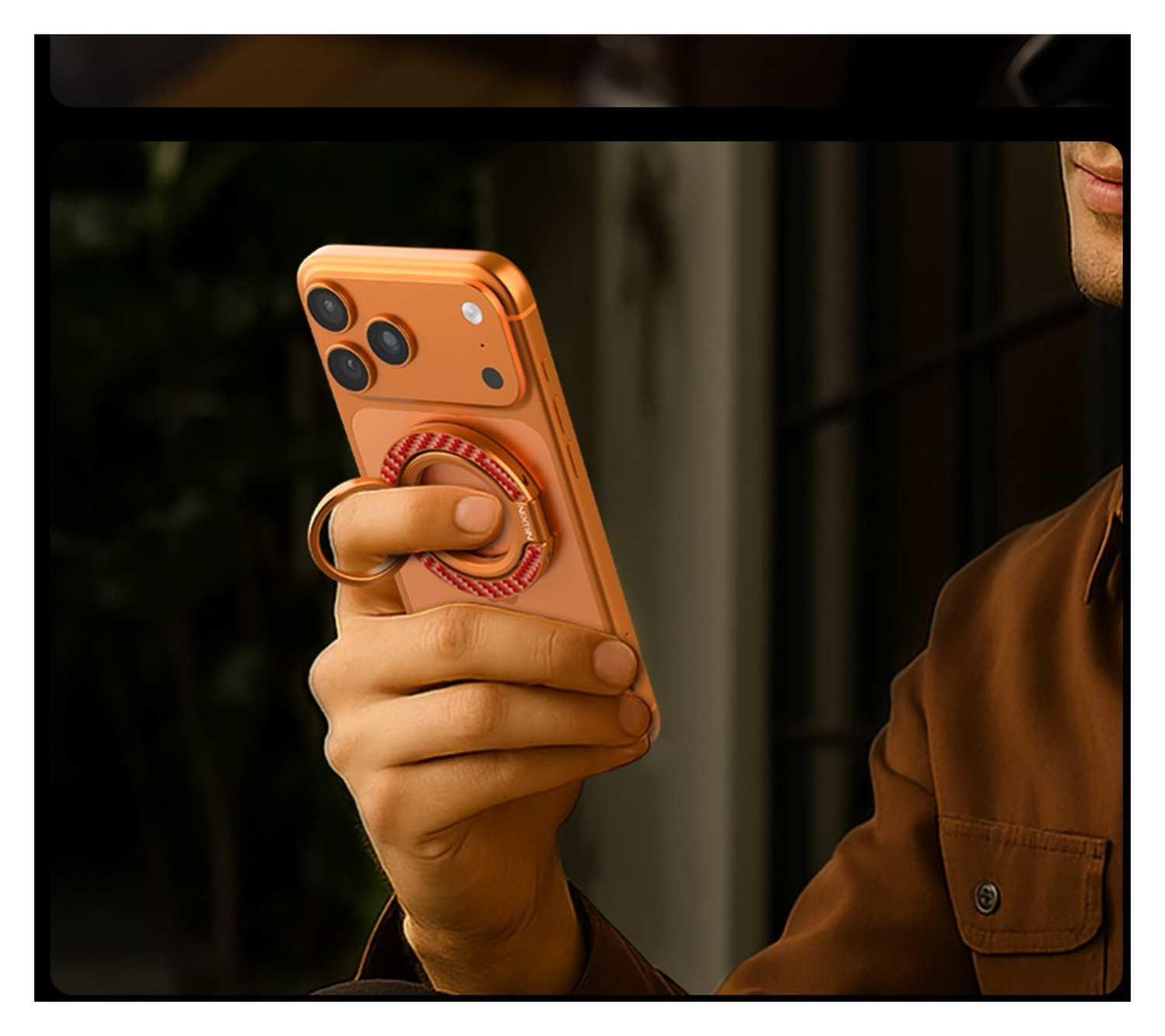 Nillkin FiberSnap MagSafe Ring Houder Standaard Aramidevezel Oranje afbeelding 12