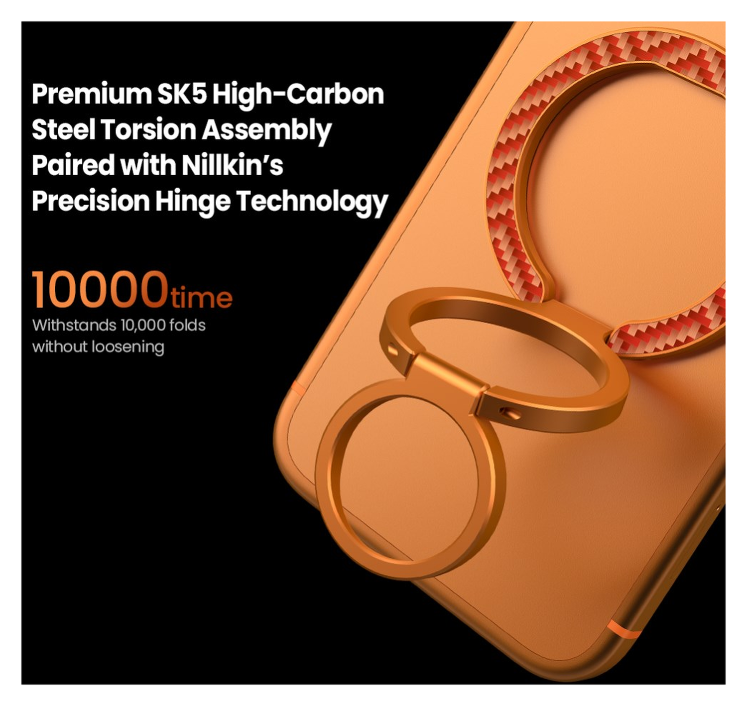 Nillkin FiberSnap MagSafe Ring Houder Standaard Aramidevezel Oranje afbeelding 5