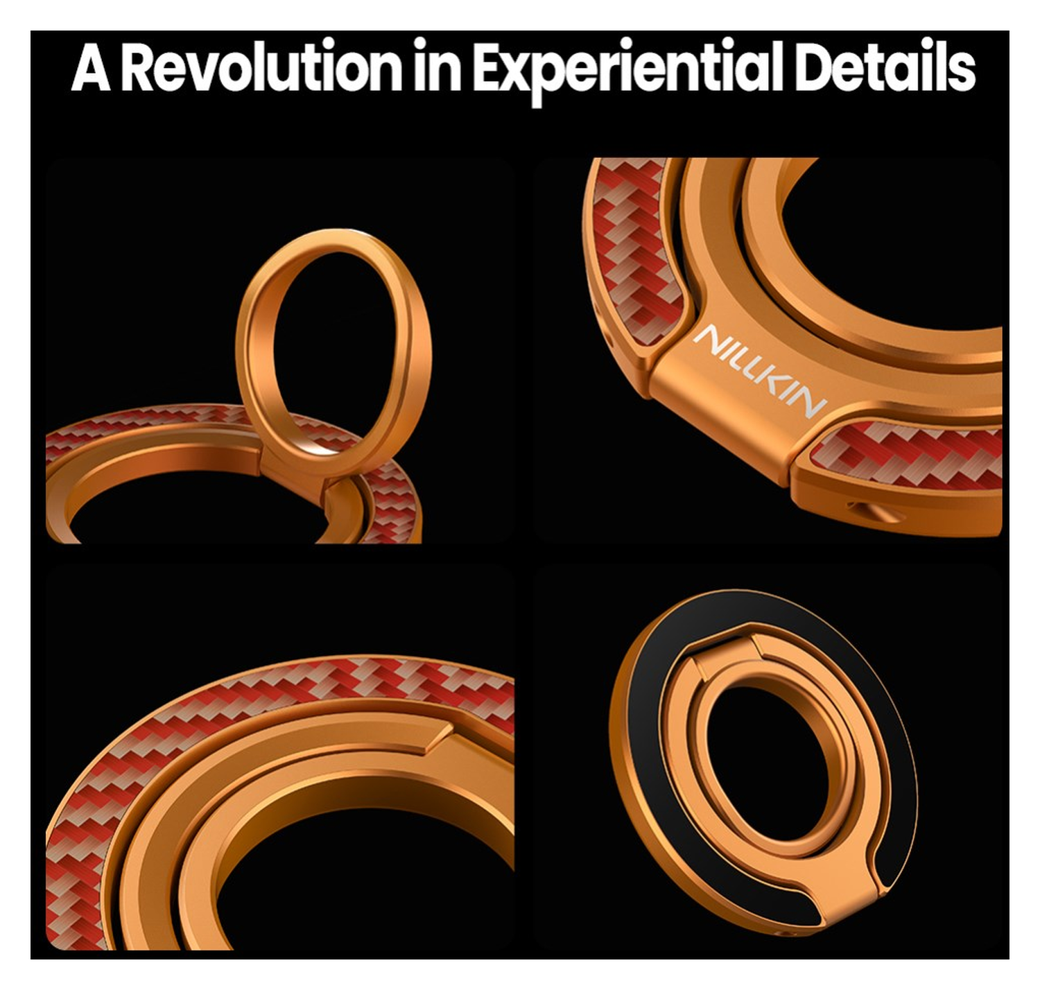 Nillkin FiberSnap MagSafe Ring Houder Standaard Aramidevezel Oranje afbeelding 8