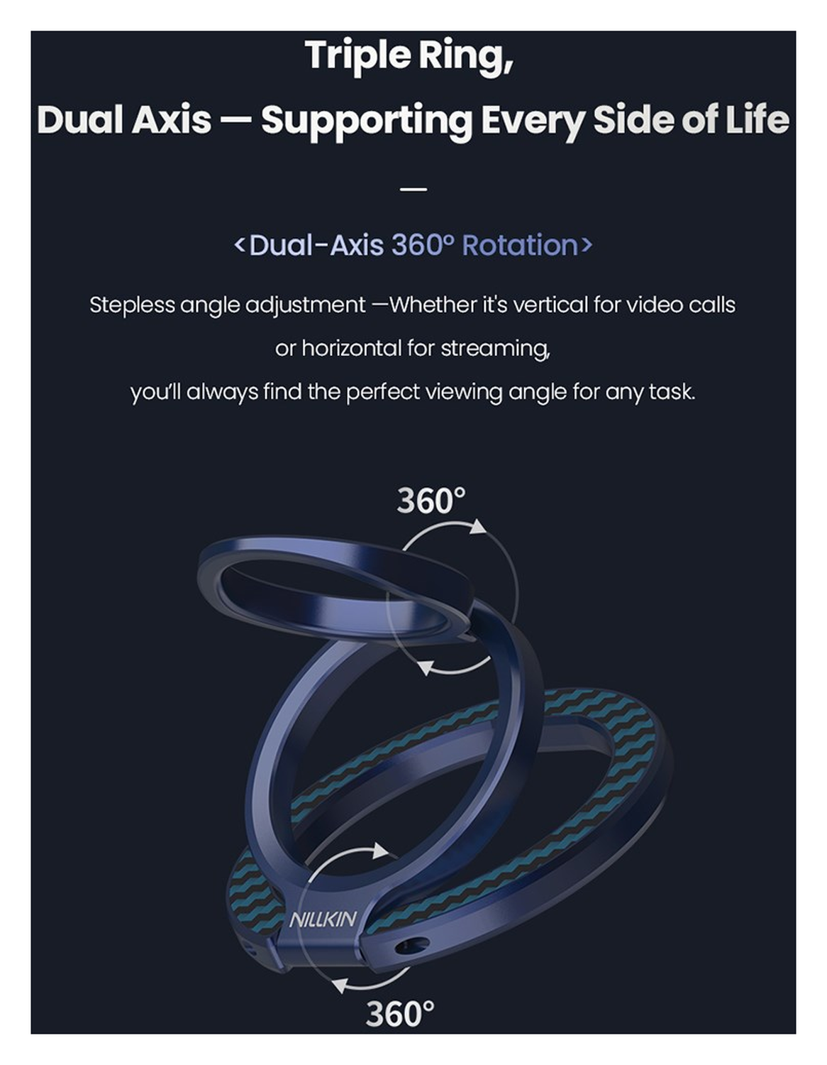 Nillkin FiberSnap MagSafe Ring Houder Standaard Aramidevezel Blauw afbeelding 5