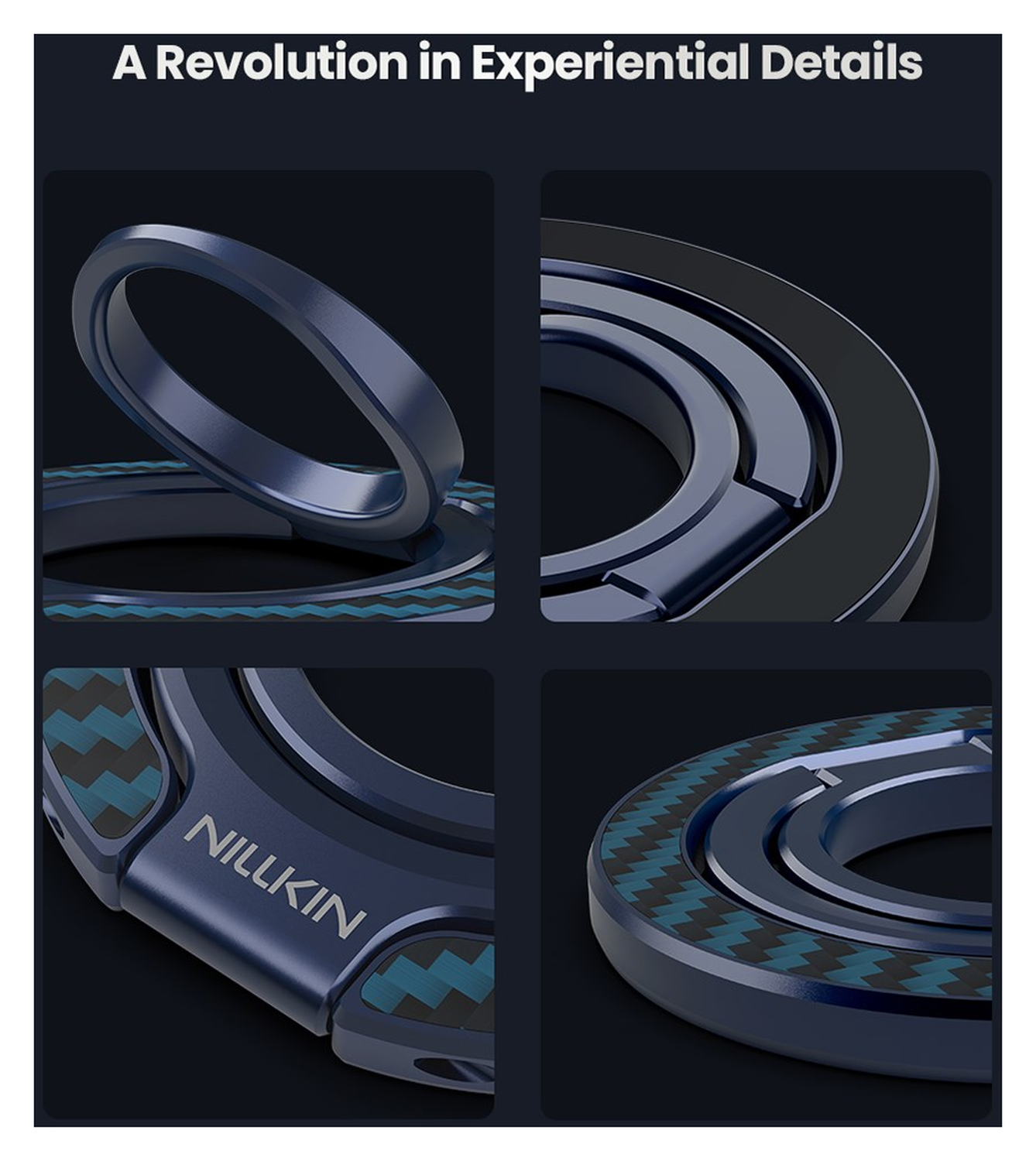 Nillkin FiberSnap MagSafe Ring Houder Standaard Aramidevezel Blauw afbeelding 9
