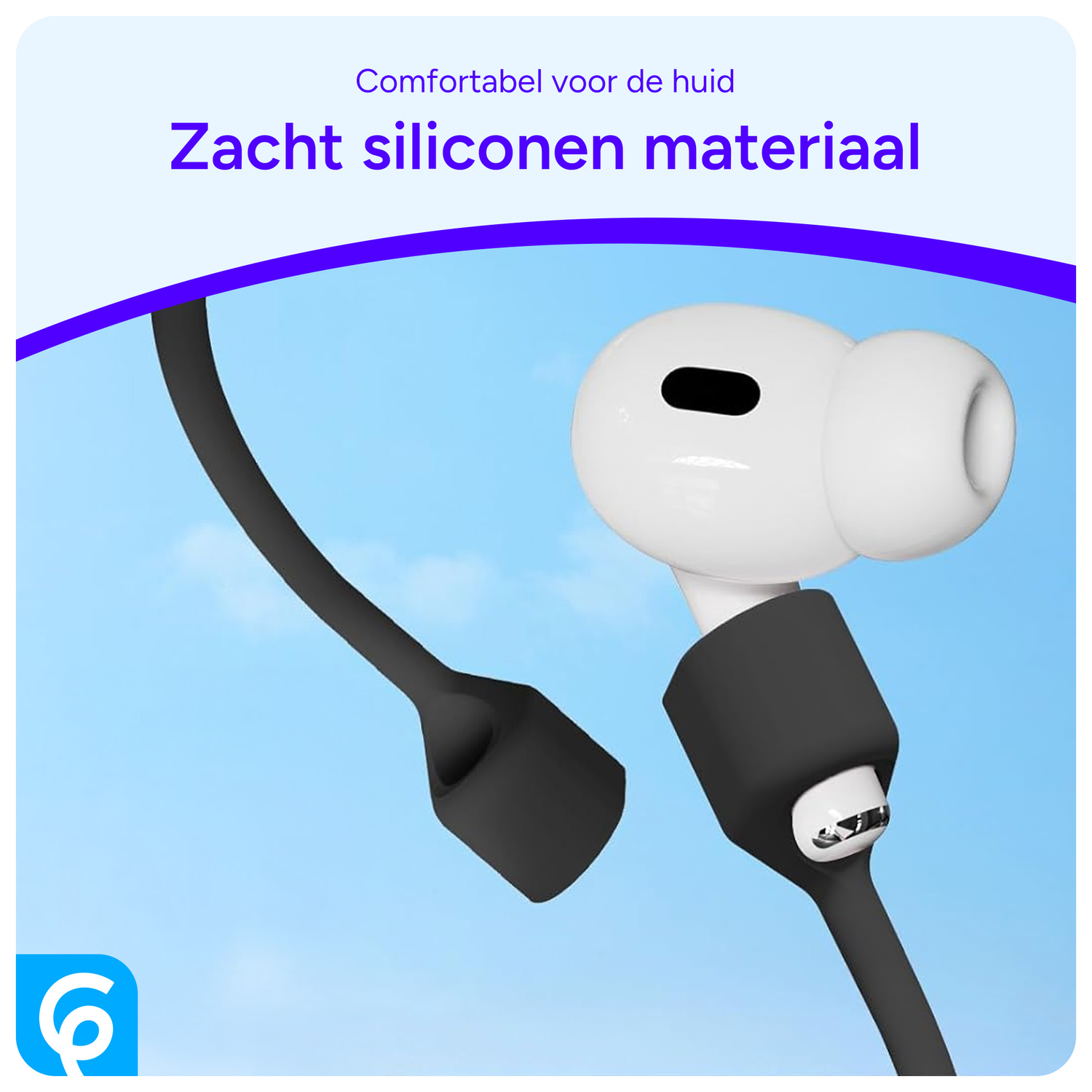 Magnetisch Oordopjes Koord - Siliconen Strap AirPods/AirPods Pro Zwart afbeelding 5