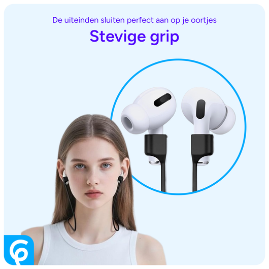 Magnetisch Oordopjes Koord - Siliconen Strap AirPods/AirPods Pro Zwart afbeelding 4