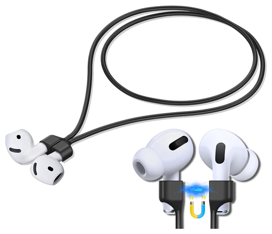 Magnetisch Oordopjes Koord - Siliconen Strap AirPods/AirPods Pro Zwart afbeelding 6