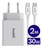 Buddi 30W USB-C & USB-A Oplader met Buddi Flex USB-C Kabel 2M Wit
