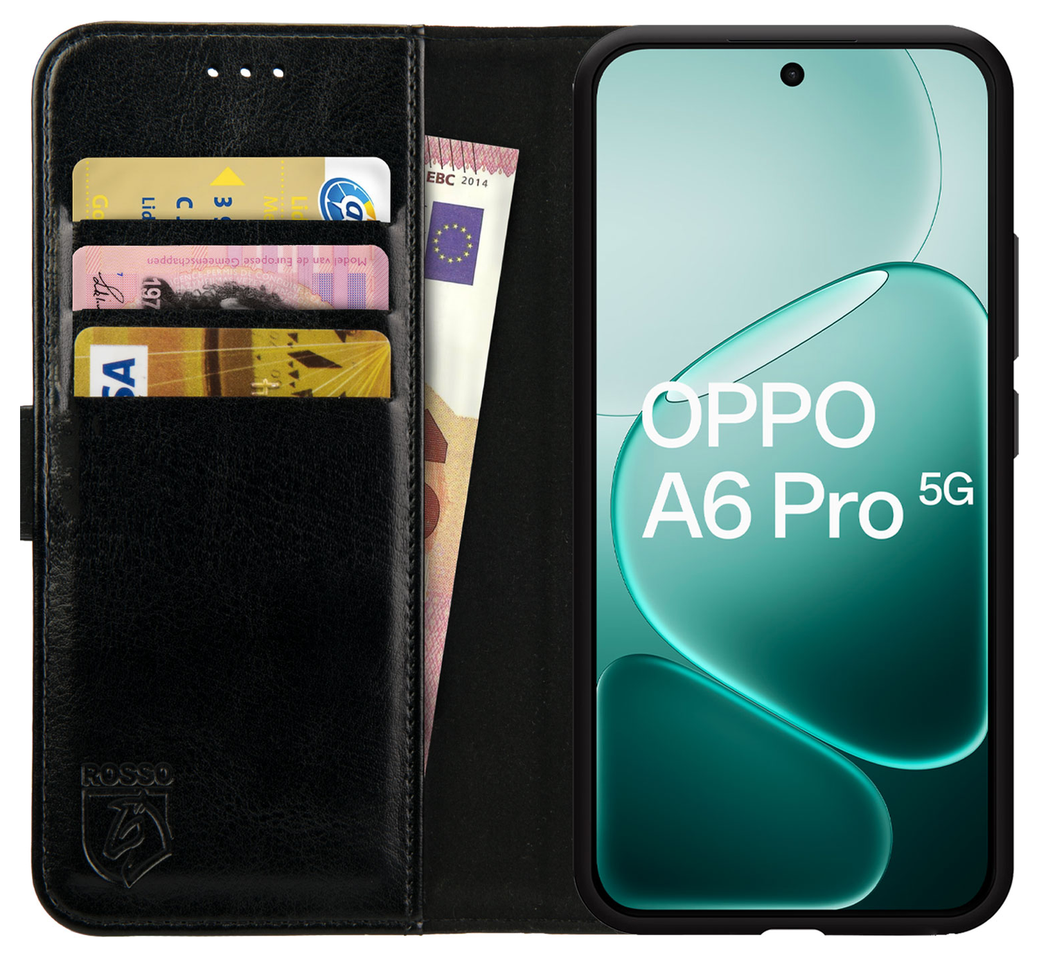 Rosso Element Oppo A6 Pro Hoesje Book Case Wallet Zwart afbeelding 1