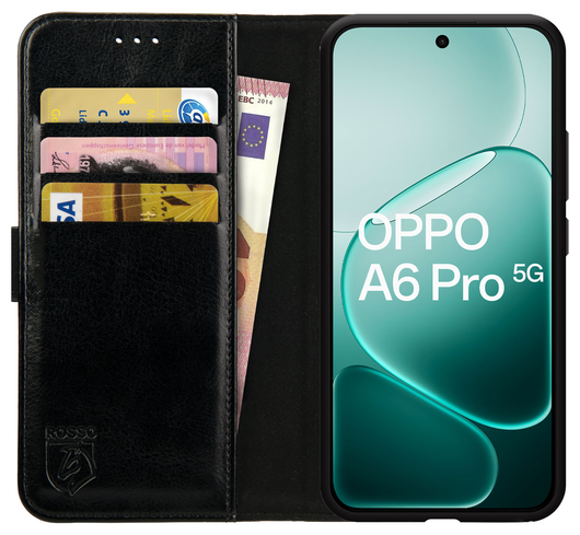 Rosso Element Oppo A6 Pro Hoesje Book Case Wallet Zwart afbeelding 1