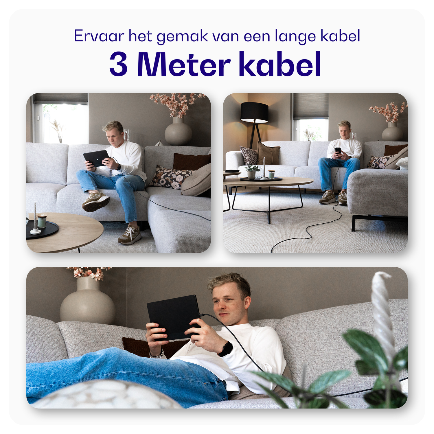 Originele Samsung 25W Power Adapter met Buddi Flex USB-C Kabel 3M Wit afbeelding 7