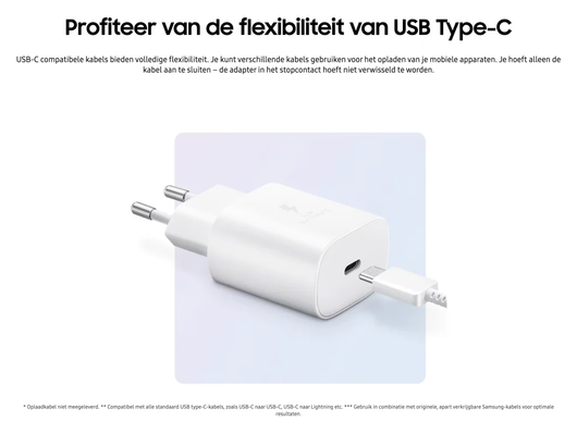 Originele Samsung Power Adapter met 20W Buddi Flex Lightning Kabel 2M Wit afbeelding 2