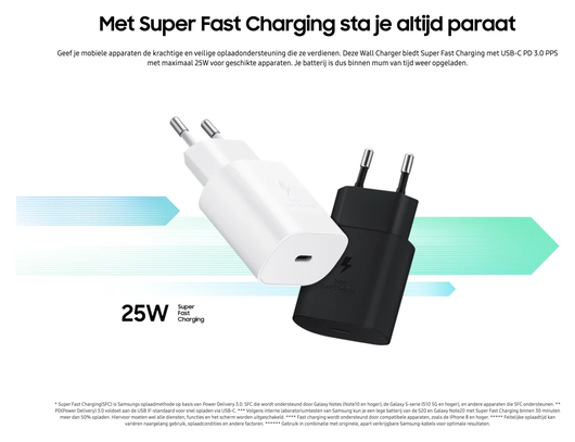 Originele Samsung Power Adapter met 20W Buddi Flex Lightning Kabel 3M Wit afbeelding 3