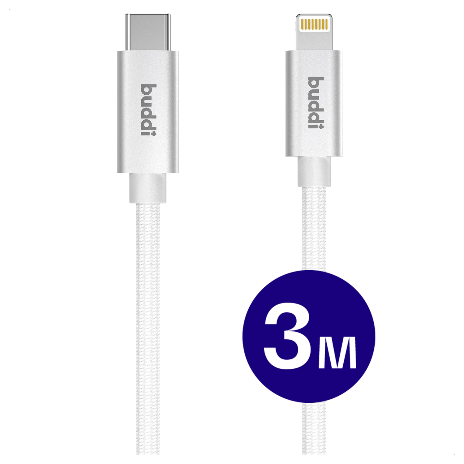Originele Apple 20W USB-C Oplader met Buddi Lightning Kabel 3M Wit afbeelding 3