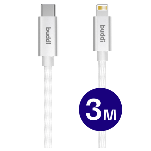 Originele Apple 20W USB-C Oplader met Buddi Lightning Kabel 3M Wit afbeelding 3