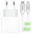 Originele Apple 20W USB-C Oplader met Buddi Lightning Kabel 3M Wit