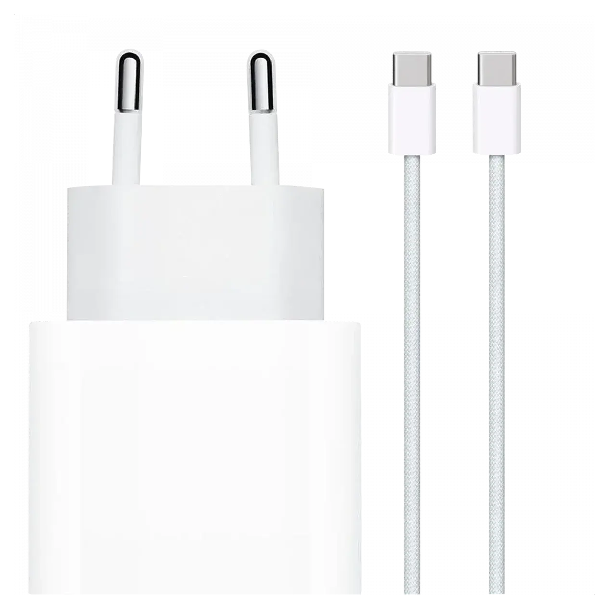 Originele Apple 20W USB-C Oplader met Geweven USB-C Kabel 1 Meter Wit afbeelding 1