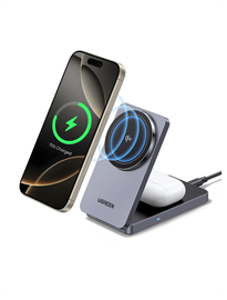 UGREEN MagFlow Qi2 2-in-1 15W Draadloze MagSafe Oplader Smartphone & AirPods afbeelding