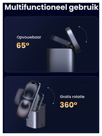 UGREEN Nexode 65W 4-in-1 GaN Qi2 Oplader met MagSafe Opladen 15W afbeelding 6