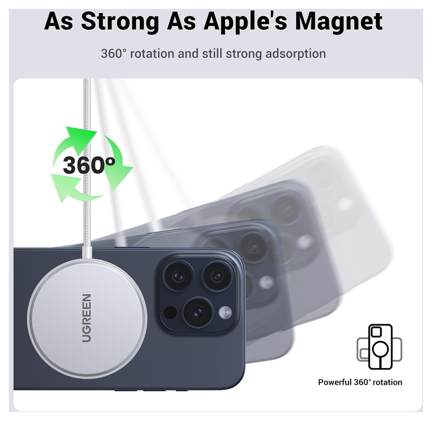 UGREEN Qi2 15W Draadloze Magnetische MagSafe Oplader Wit afbeelding 6