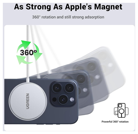 UGREEN Qi2 15W Draadloze Magnetische MagSafe Oplader Wit afbeelding 6