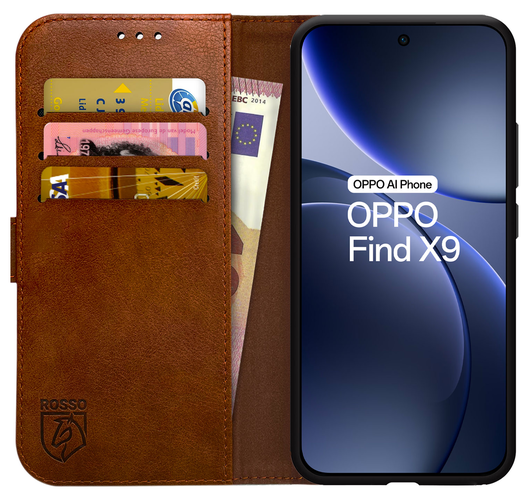 Rosso Element Oppo Find X9 Hoesje Book Case Wallet Bruin afbeelding 1