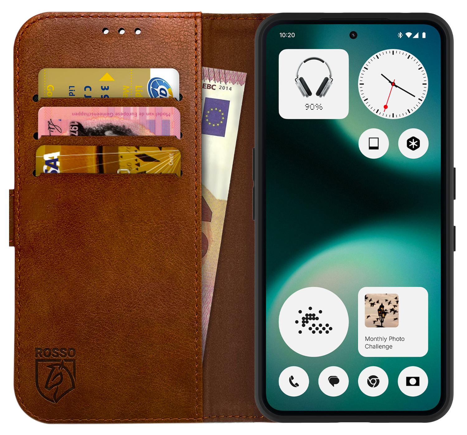 Rosso Element Nothing Phone (3a) Lite Hoesje Book Case Wallet Bruin afbeelding 1